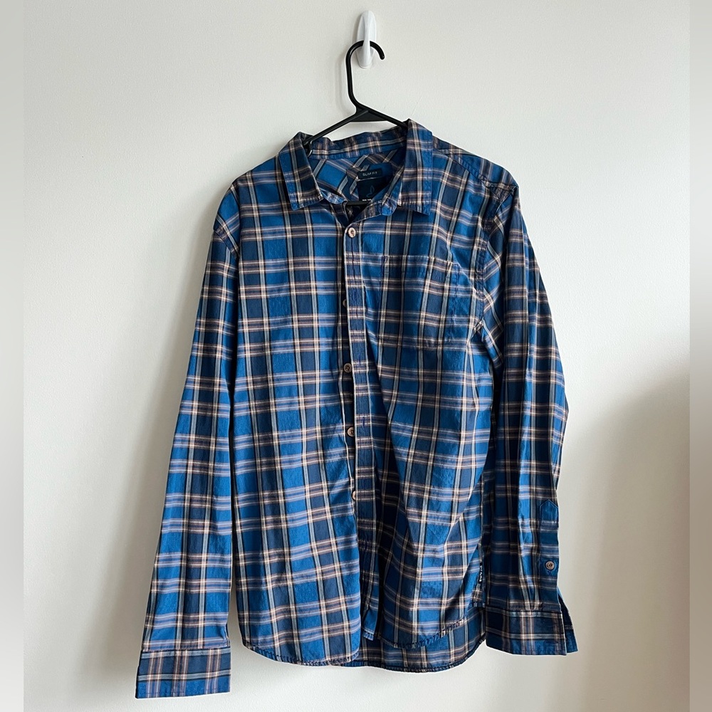 Prana button down blue plaid